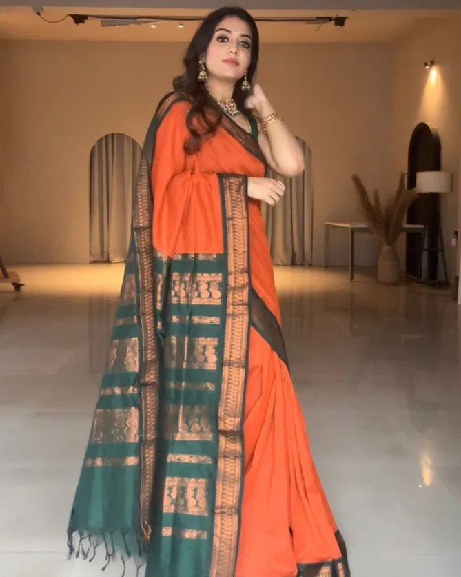 Orange Penther By Aab Art Silk Jacquard Border Saree Wholesale In India